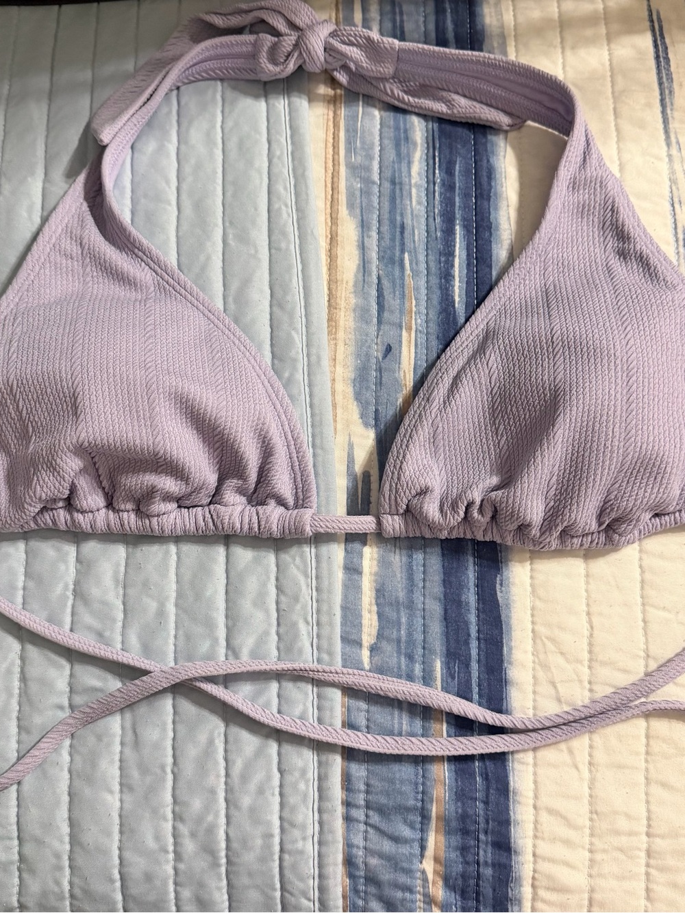 Ribbed Lavender Triangle Bikini Top - Junior Swim